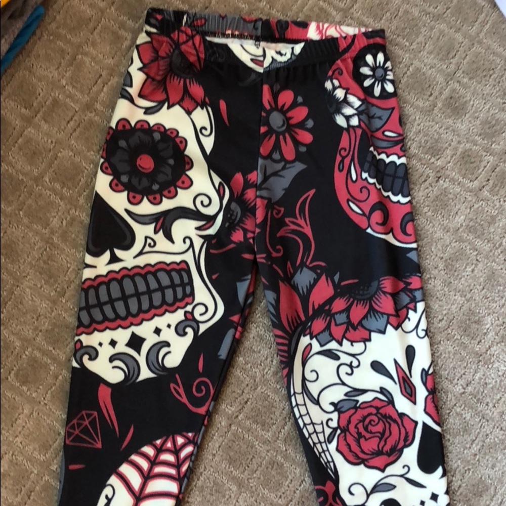Sugar Skull Lotus Leggings